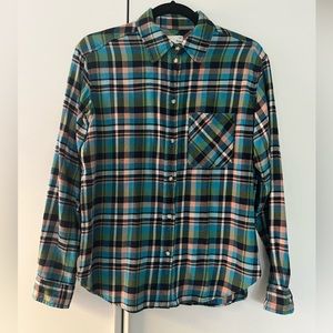 Aritzia Wilfred Free Charlotte Shirt Green & Blue checked Flannel XS